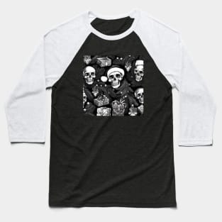 Black Christmas skulls pattern Baseball T-Shirt